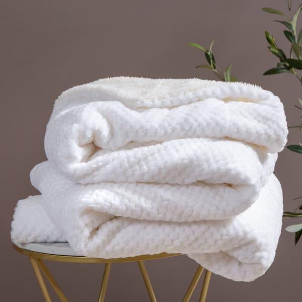 Tæppetæppe Sherpa 150x200 hvidt dobbeltsidet lam