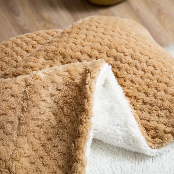 Tæppetæppe Sherpa 150x200 beige hvid dobbeltsidet lam
