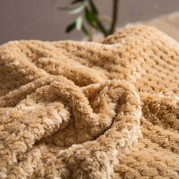 Tæppetæppe Sherpa 150x200 beige hvid dobbeltsidet lam