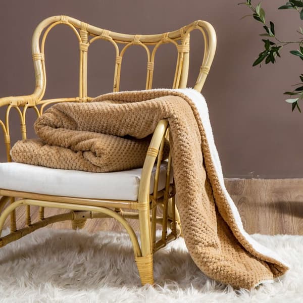 Tæppetæppe Sherpa 150x200 beige hvid dobbeltsidet lam