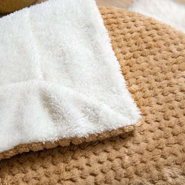 Tæppetæppe Sherpa 150x200 beige hvid dobbeltsidet lam