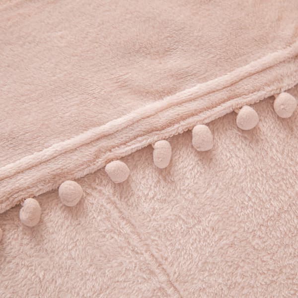 Pompiefilt 150x200 puderrosa med pompoms