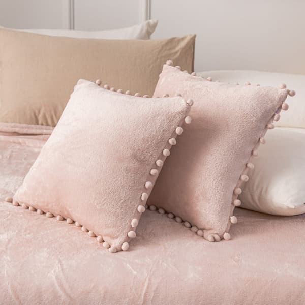 Pompiefilt 150x200 puderrosa med pompoms
