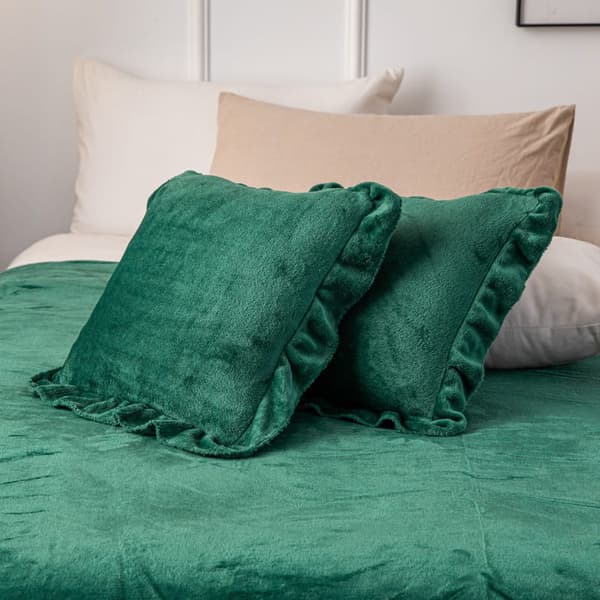 Ruffly filt kast 150x200 flaskgrön med krusiduller
