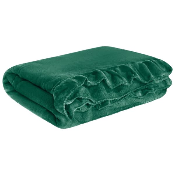 Ruffly filt kast 150x200 flaskgrön med krusiduller