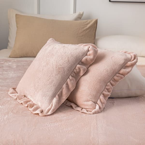 Ruffly tæppe 150x200 pudderrosa med flæser