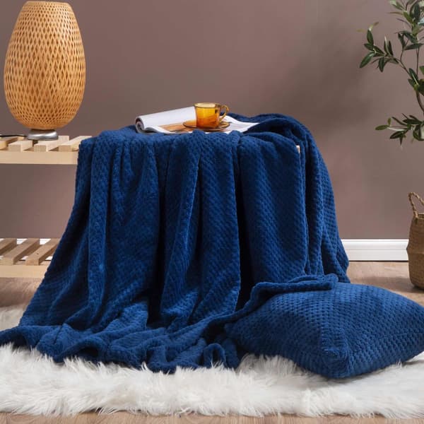 Monte microfiber tæppe 200x220 marineblå