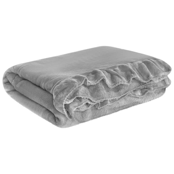 Ruffly tæppe 150x200 grå med flæser