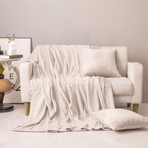 Bomuld-akryl tæppe MONO 150x200 lys beige