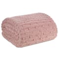 Miniatyrbillede 4 af 8: Tæppekast LISA 150x200 Design91 pudderpink jacquardvævning i striber og bobler