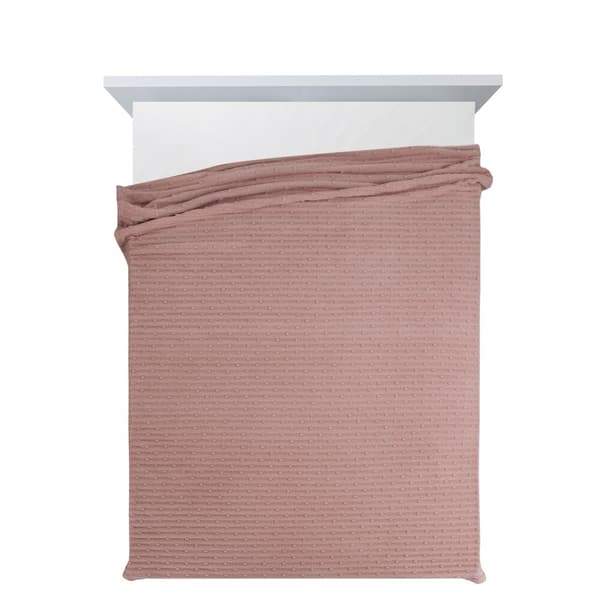 Tæppekast LISA 150x200 Design91 pudderpink jacquardvævning i striber og bobler