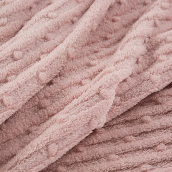 Tæppekast LISA 150x200 Design91 pudderpink jacquardvævning i striber og bobler
