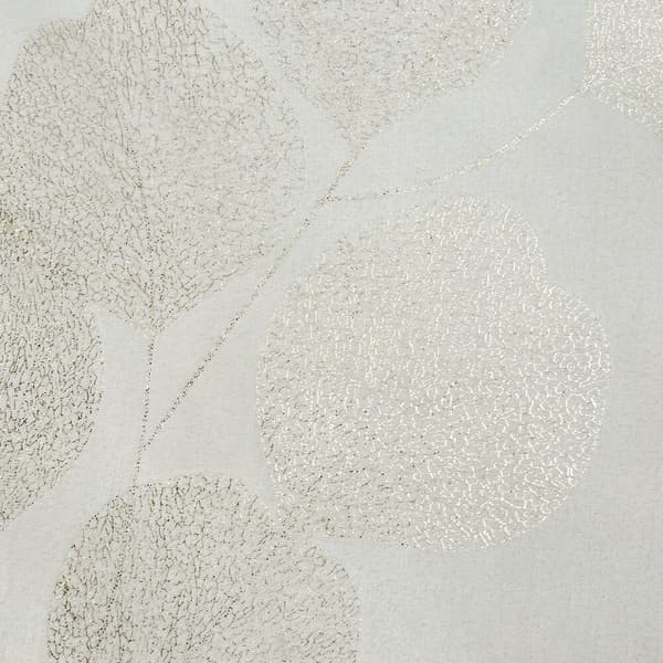 Filt GINKO2 150x200 Eurofirany vit med gyllene eukalyptusgrenar