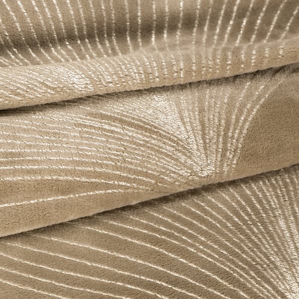 Tæppe GINKO1 150x200 Eurofirany sengetæppe mørk beige med gyldne ginkgo blade