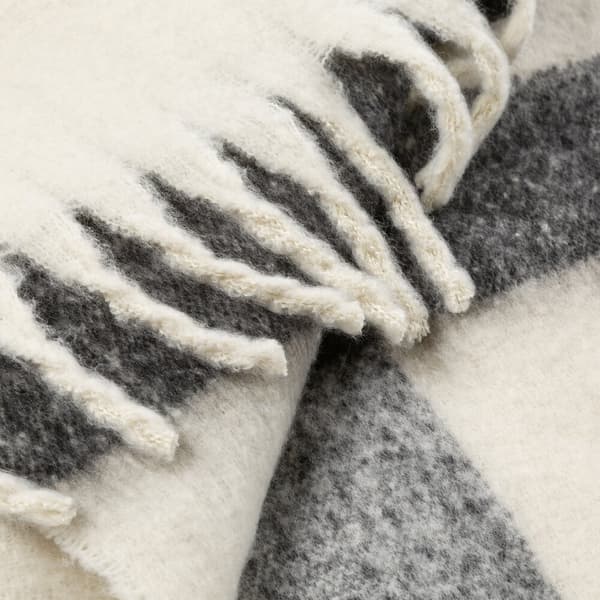 Tæppetæppe MOHAIR 130x170 Eurofirany sort creme tern med frynser