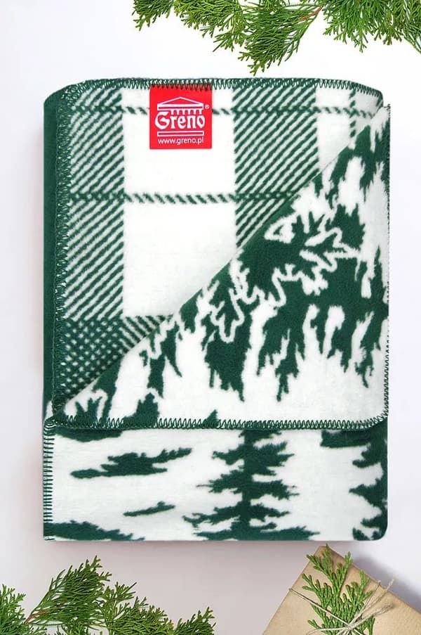 Greno Glamour -peitto 150x200 talviaika Vihreä poron joulukuusensekki