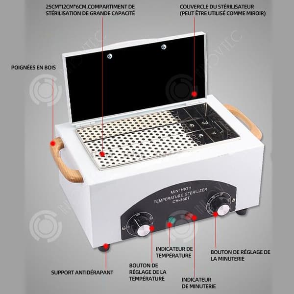 INN luftsterilisator 35x20x20cm varm 200 grader celsius maximal temperatur professionell sterilisator timer sterilisator