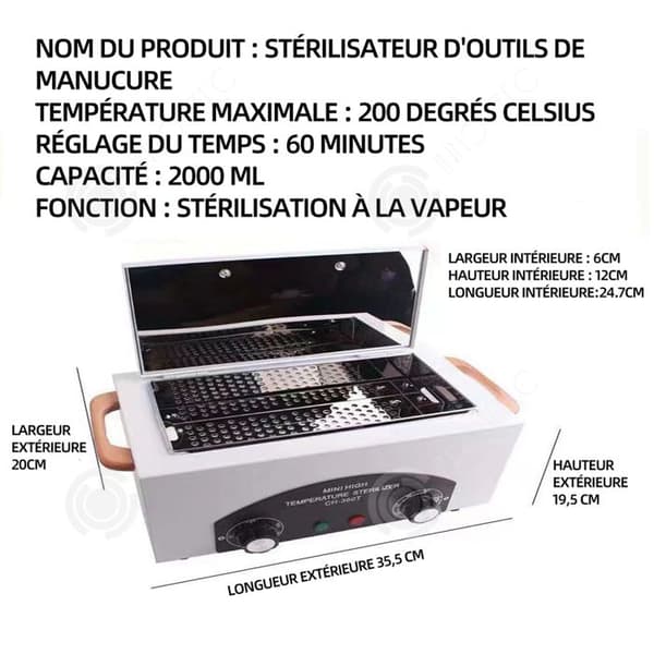 INN luftsterilisator 35x20x20cm varm 200 grader celsius maximal temperatur professionell sterilisator timer sterilisator