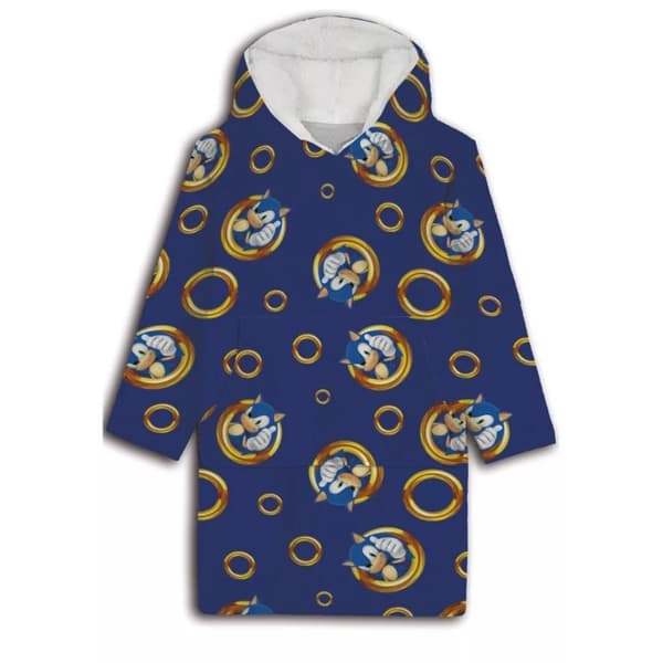Sonic Bärbar Filt med ärmar Poncho Filt hoodie 7-14år