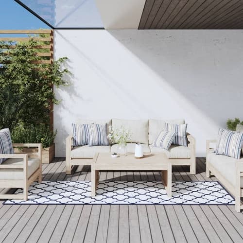 Trädgårdsmatta marinblå och vit 80x250 cm vändbar