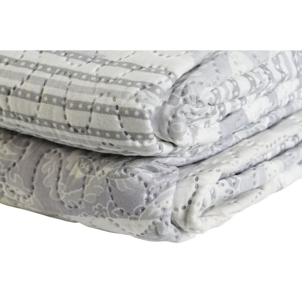 Sengetæppe (vattæppe) DKD Home Decor Beige Grå Seng 180 270 x 270 x 1 cm