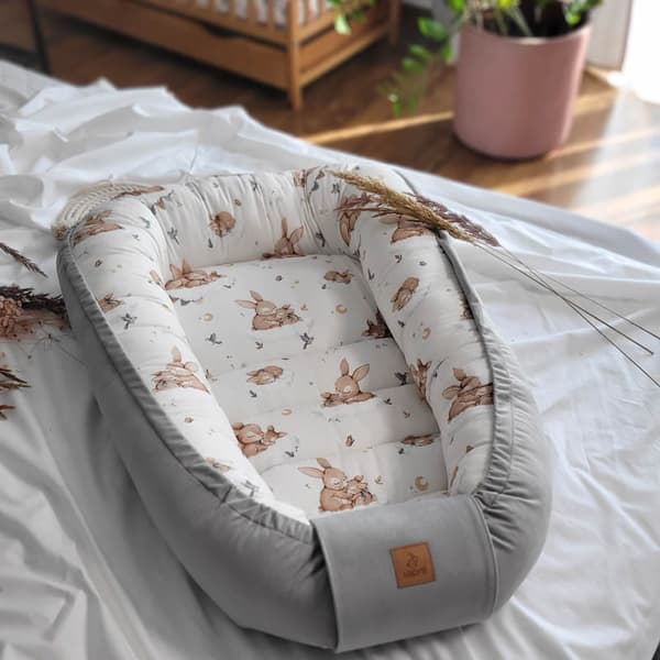 Cotton Baby Cocoon - Kaniner, grå