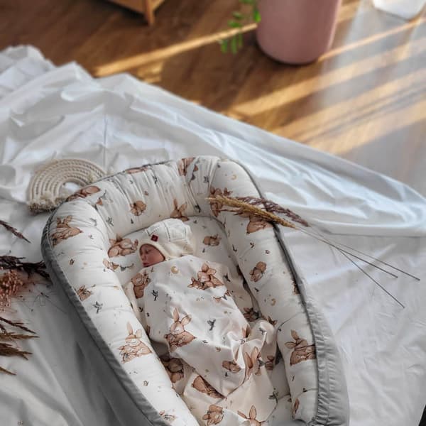 Cotton Baby Cocoon - Kaniner, grå