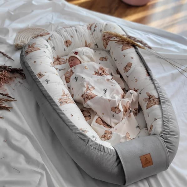 Cotton Baby Cocoon - Kaniner, grå