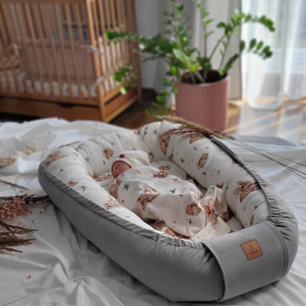 Cotton Baby Cocoon - Kaniner, grå