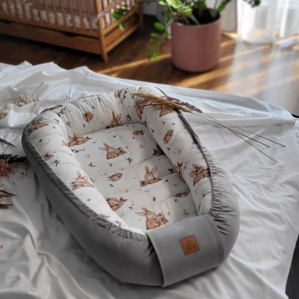 Cotton Baby Cocoon - Kaniner, grå