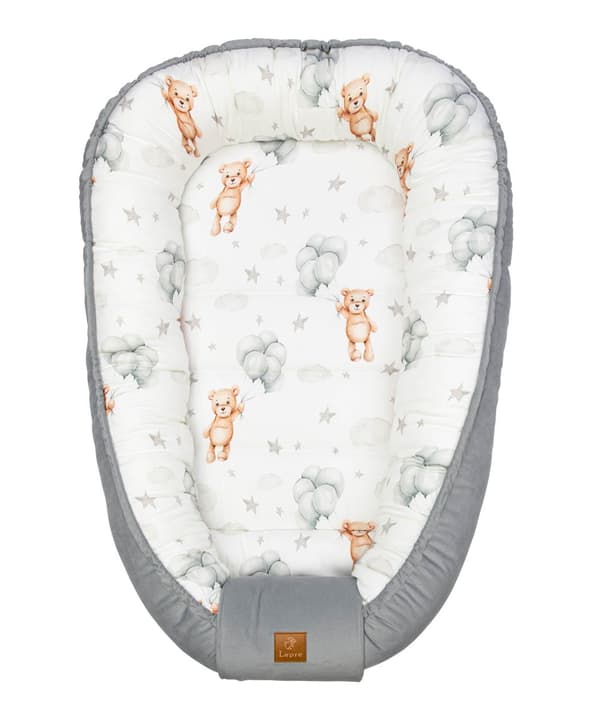 Bambu Baby Cocoon - Nallebjörnar med ballonger, grå