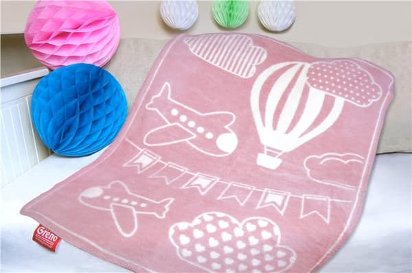 Babyfilt 75x100 Kids Club Greno mjuk fluffig Rosa