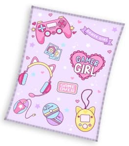Lasten päiväpeitto, koralli, 130x170, GAMER, pinkki