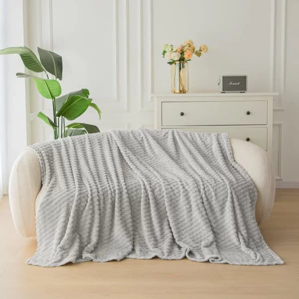 Filt 150x200 Dekorativ präglad ljusgrå