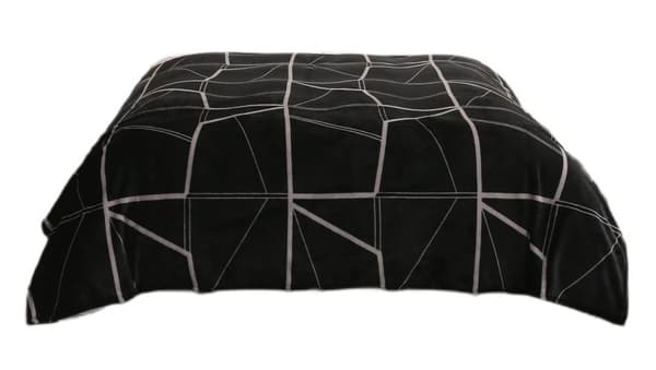 Filt 160x200 Dekorativ Geometrisk Grå på Svart