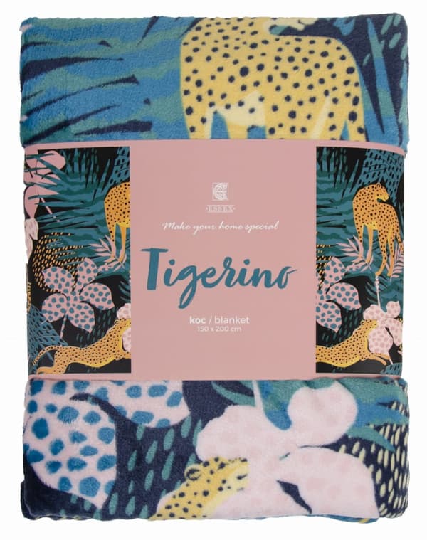 Filt 150x200 Tigerino Tropical med blommor och leoparder Home & You