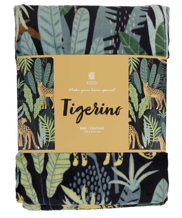 Filt 150x200 Tigerino Tropical med blommor och leoparder Home & You