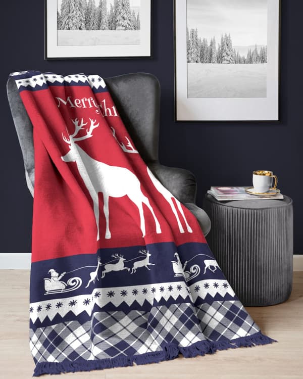 Julfilt Ren 150x200 Röd Bomull