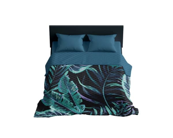 Päiväpeitto 170x210 Dutch Leaves Navy Turquoise