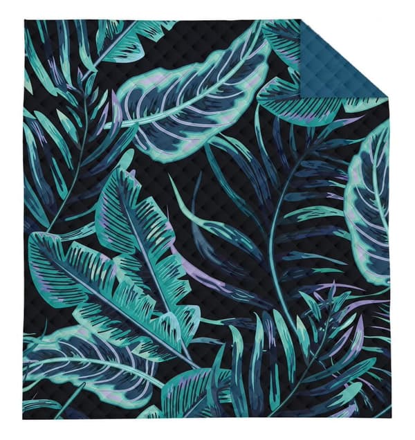 Päiväpeitto 170x210 Dutch Leaves Navy Turquoise
