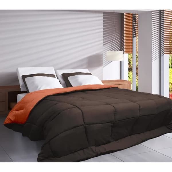CALGARY Varmt Mikrofibertäcke 400g/m² Choklad & Korall 140x200cm