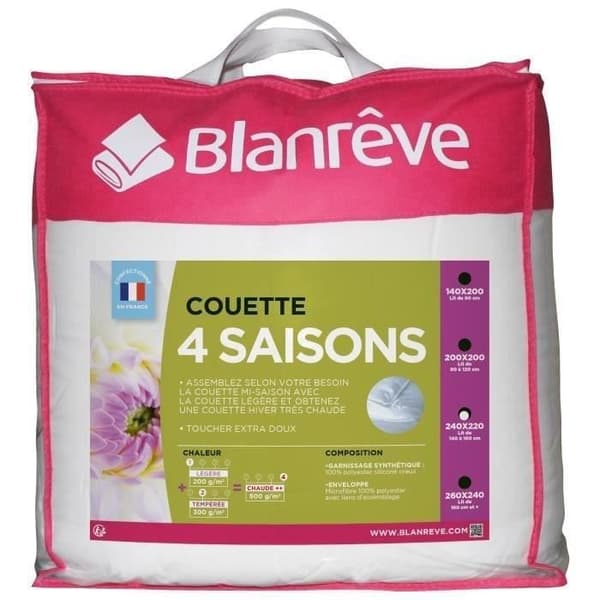 BLANREVE 4-säsongers täcke - 220 x 240 cm - Vit