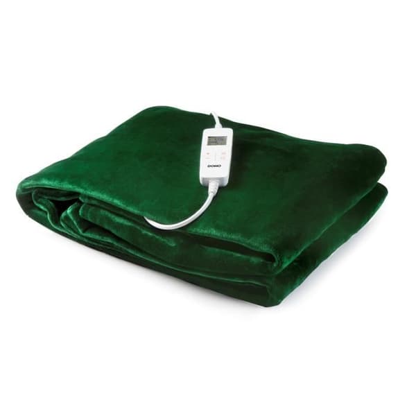 DOMO Värmefilt - 10 värmeinställningar - Lugnar och stimulerar - Flanellfleece - 180x160 cm - Grön