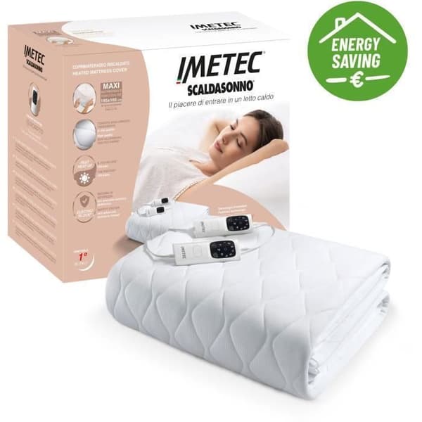 Värmebäddmadrass - Imetec - 2 platser Adapto Maxi, 195x165 cm - 6 temperaturer - Hypoallergent tyg - Konstant temperatur