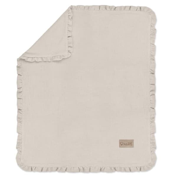 Beige muslin-tæppe med flæser, Albero Mio