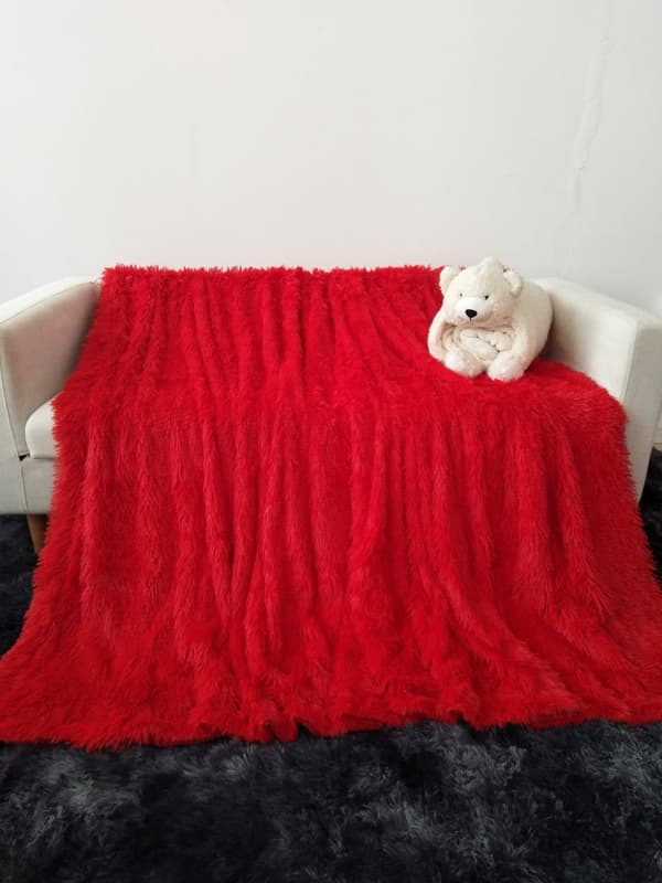 TÆPPE/SENGETÆPPE 160x200 RØD DOBBELTSIDIGT