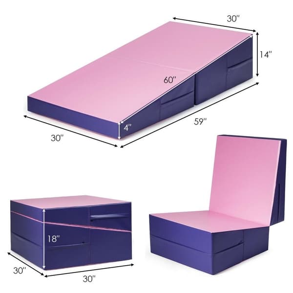 Gymnastik Rampe måtte, 59x30x14 tommer, Lyserød