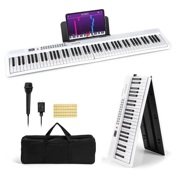 Piano Keyboard, 88 tangenter Piano Keyboard med 1000 rytmer 1000 toner, 128x23x6 cm, Svart