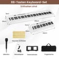 Miniatyrbild 2 av 8: Piano Keyboard, 88 tangenter Piano Keyboard med 1000 rytmer 1000 toner, 128x23x6 cm, Svart