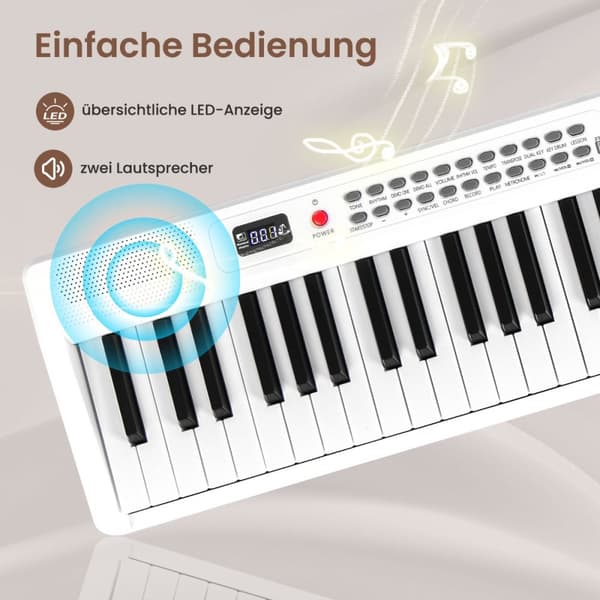 Piano Keyboard, 88 tangenter Piano Keyboard med 1000 rytmer 1000 toner, 128x23x6 cm, Svart
